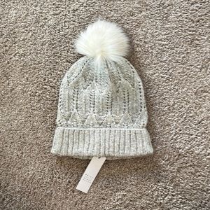White House Black Market Pointelle Knit Pom Beanie Hat